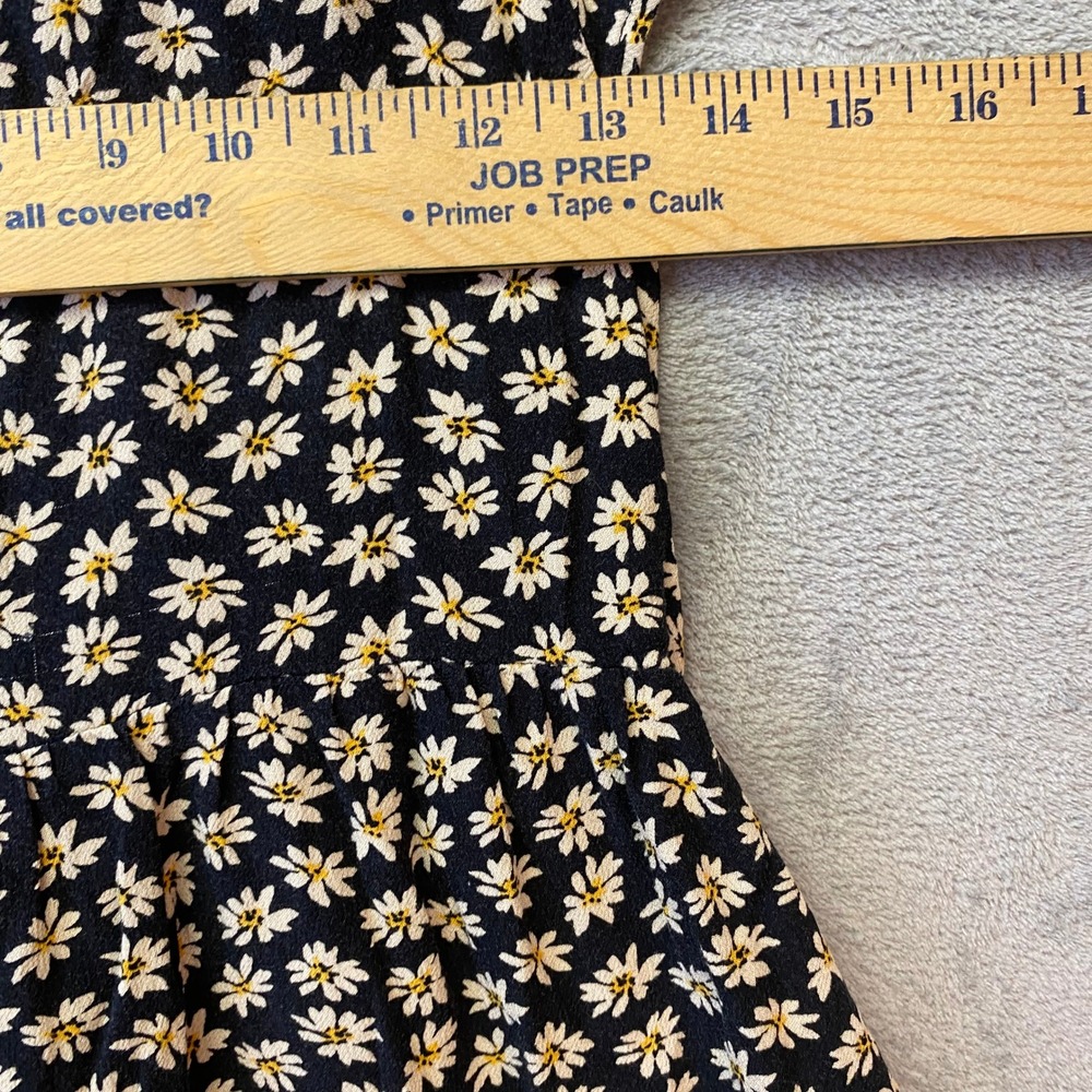 American Eagle Black Daisy Floral Tiered Fit & Flare Dress Small S Short Sleeve - Picture 3 of 6